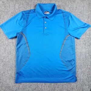 Grand Slam Performance Mens XL Blue Short Sleeve Golf Polo Shirt Striped Accent